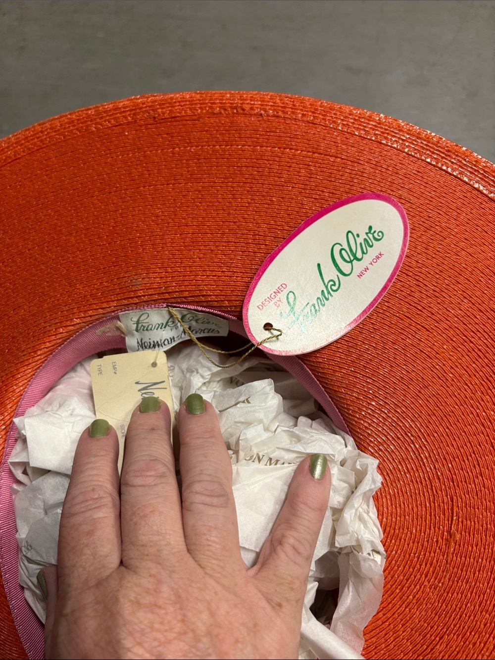 Wide Brim Frank Olive Hat in Vibrant Orange - Picture 3 of 3